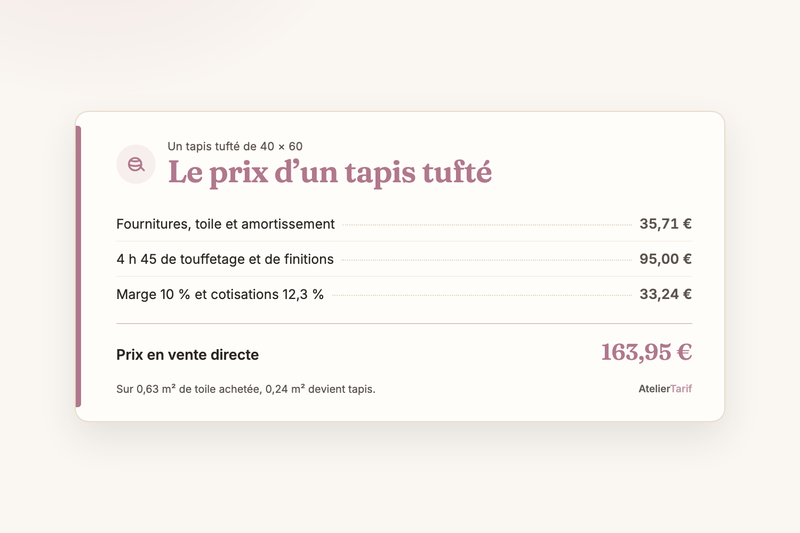 Le prix d’un tapis tufté et d’un panneau en punch needle