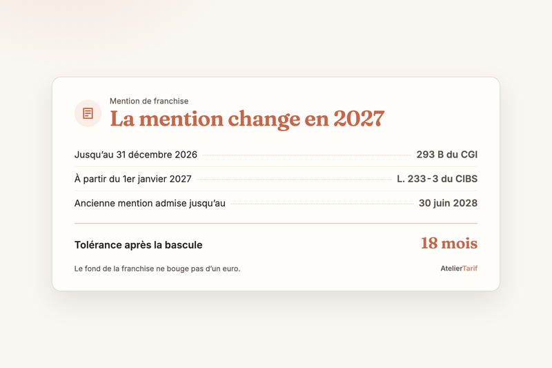 « TVA non applicable, art. 293 B » : la mention change au 1er janvier 2027