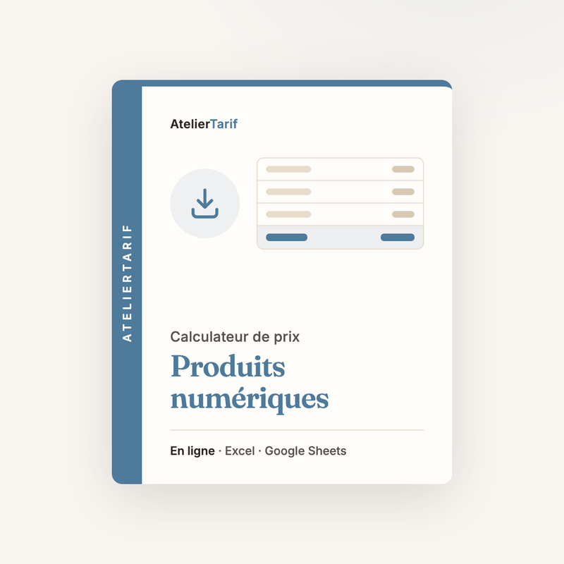 Calculateur Produits numériques complet : charges et frais compris